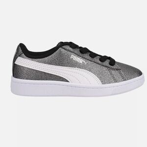 Puma Girls Vikky V2 Glitter Sliver Sneakers Shoes Size 9
